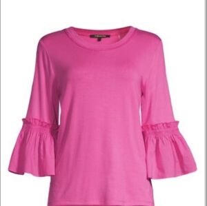 Kobi Halperin Samar Bell Sleeve Rayon Top Barbie Pink Medium